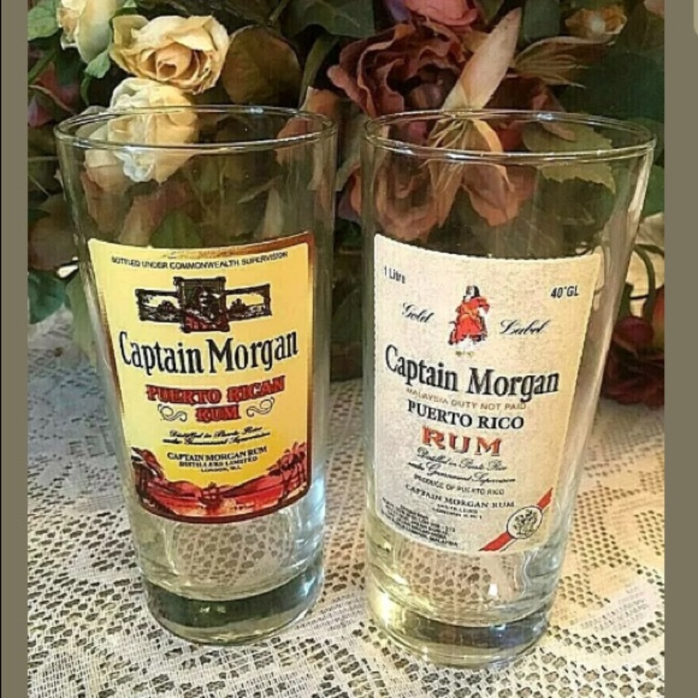 Set of Two Vintage Captain Morgan 8 1/2" Glasses